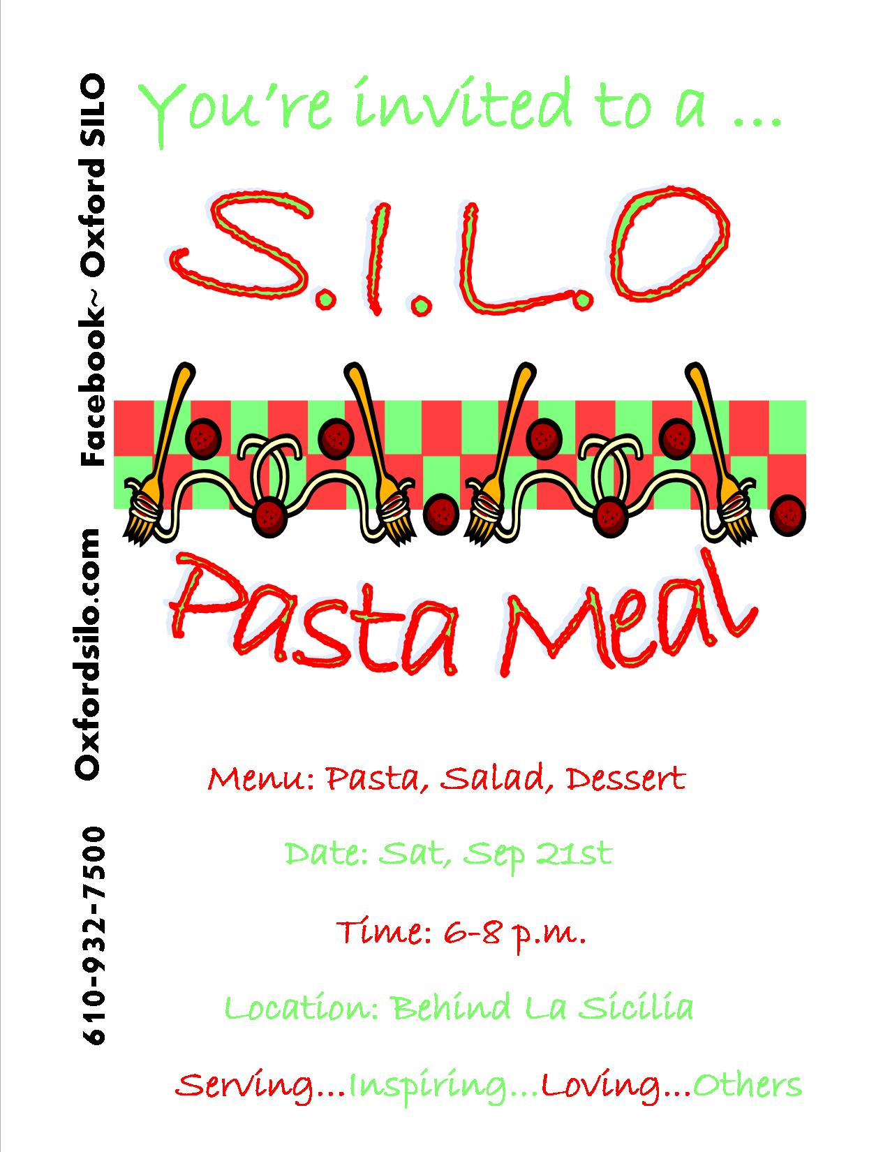 Pasta Dinner, September 21st, 6-8pm, behind La Sicilia