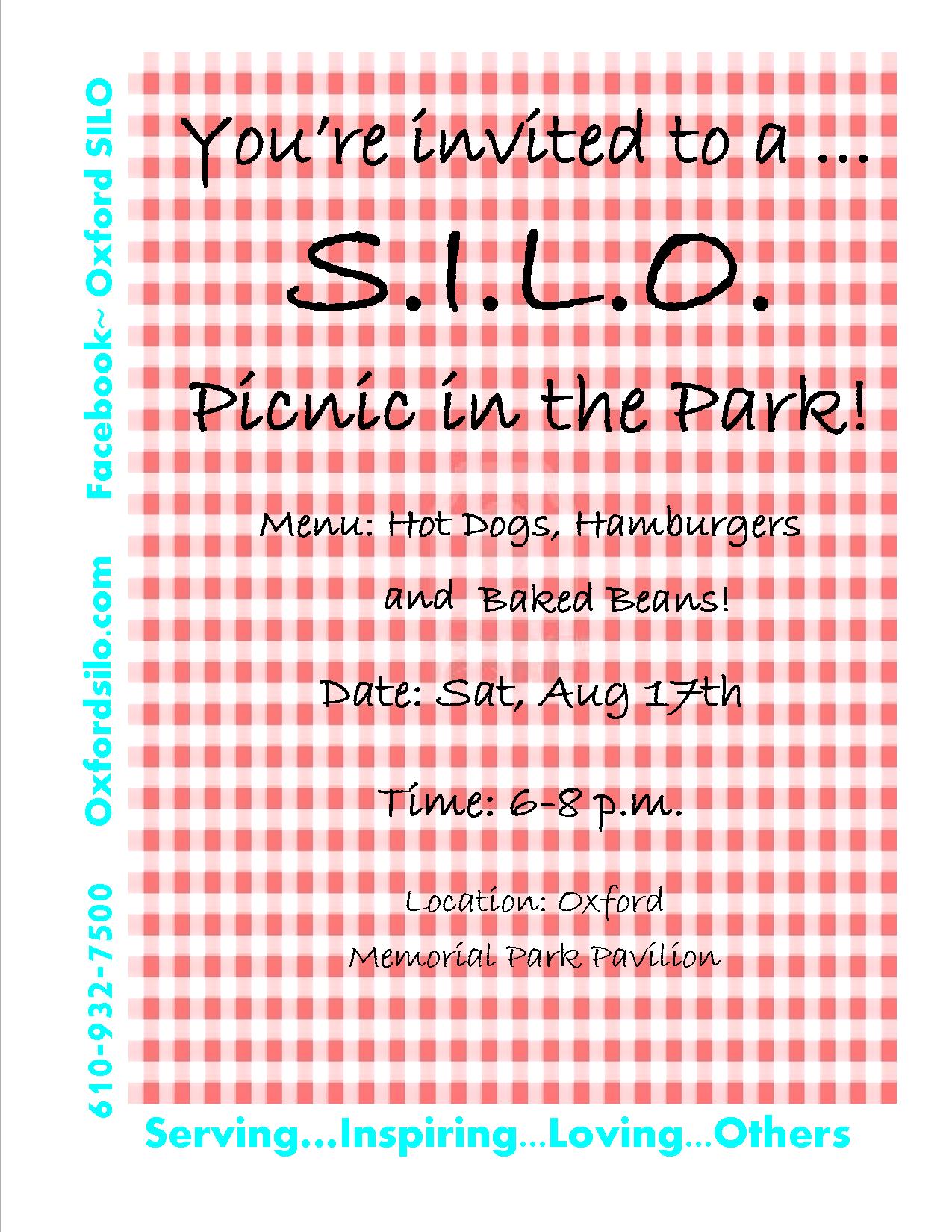 Picnic in the Park, August 17th, 6-8pm, Oxford Memorial Park